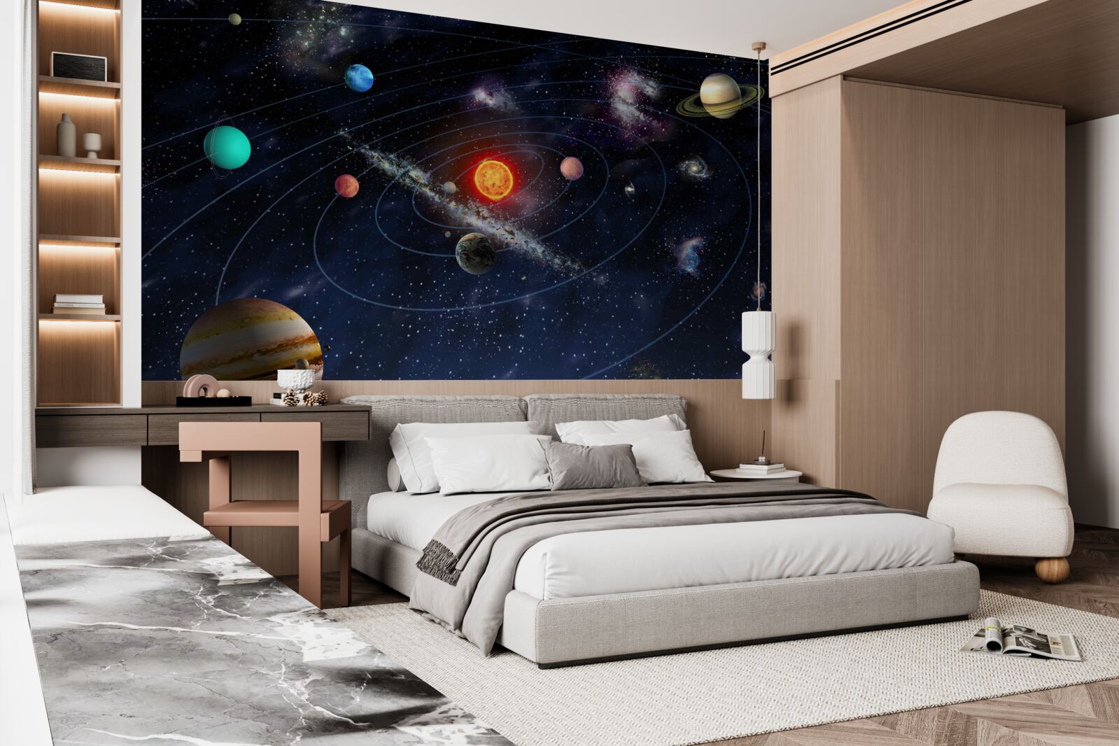 Fototapeten Planetenschema im Weltraum