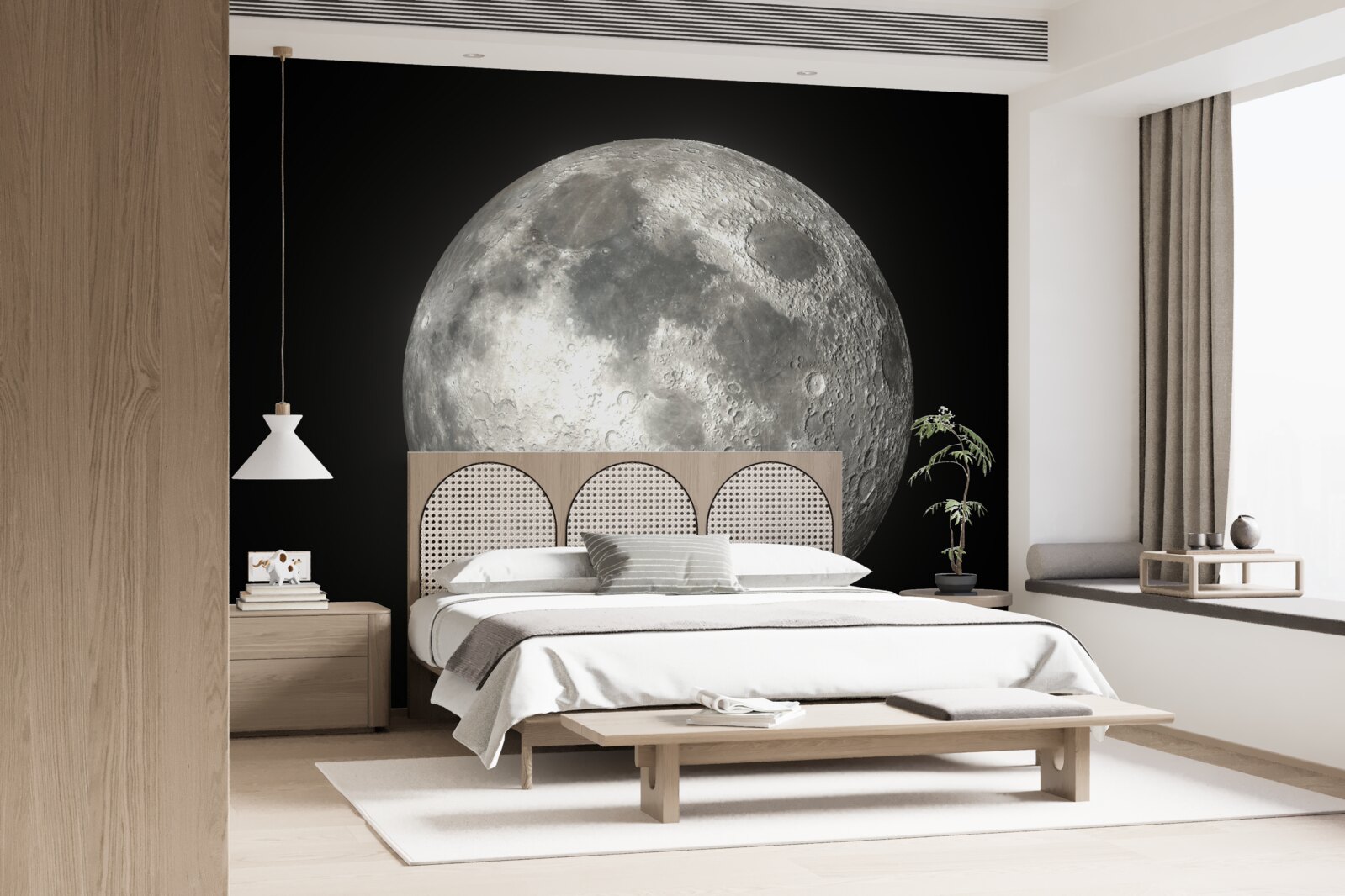 Fototapeten Der schwarze Hintergrund ist mit einem unvergleichlichen Mond dekoriert