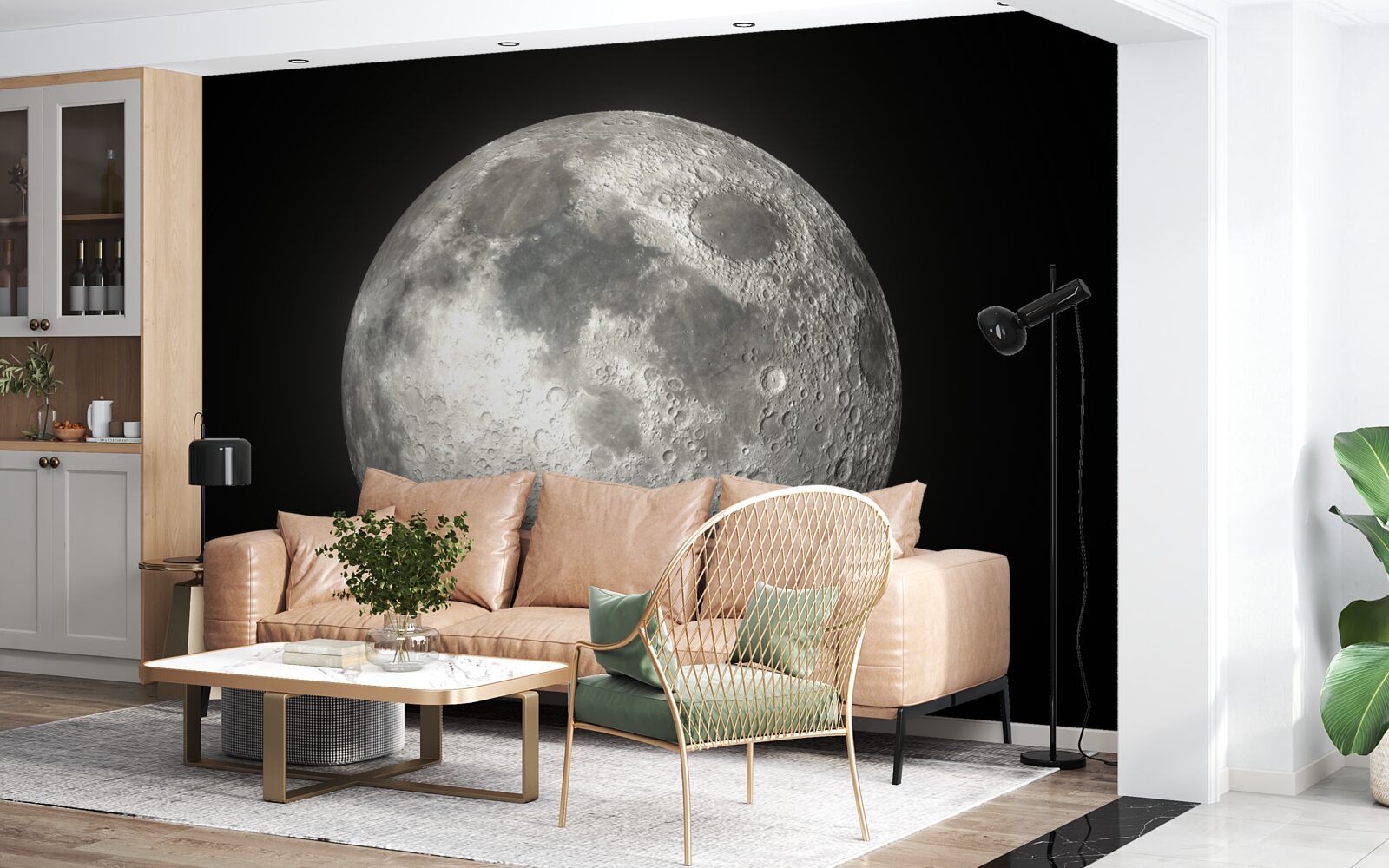 Fototapeten Der schwarze Hintergrund ist mit einem unvergleichlichen Mond dekoriert
