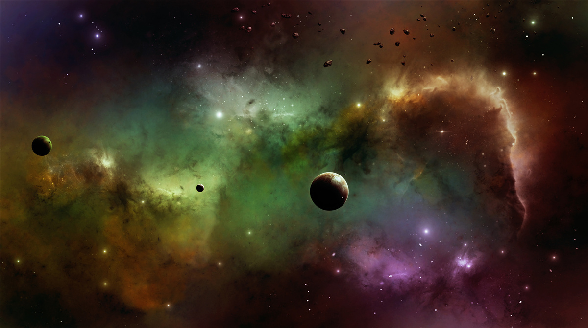 Fototapeten Ein einzigartiges mehrfach gefährtes Universum