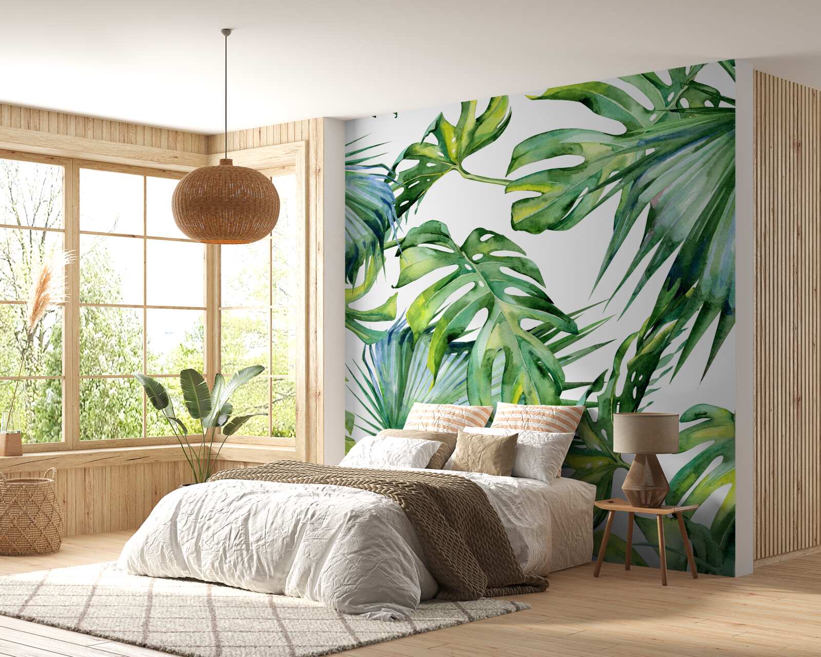 Fototapeten Aquarellfarnblätter