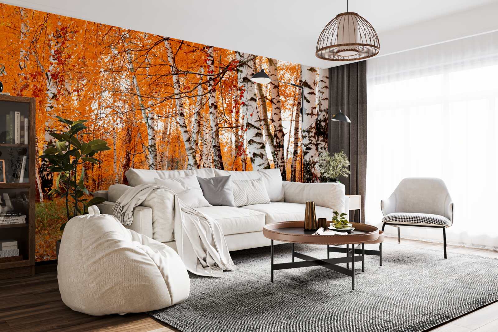 Fototapeten Birkenblätter sind orange