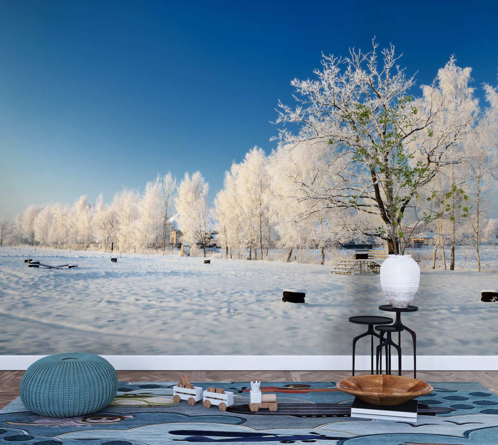Fototapeten Märchenwinter auf dem Hintergrund des Azure -Himmels