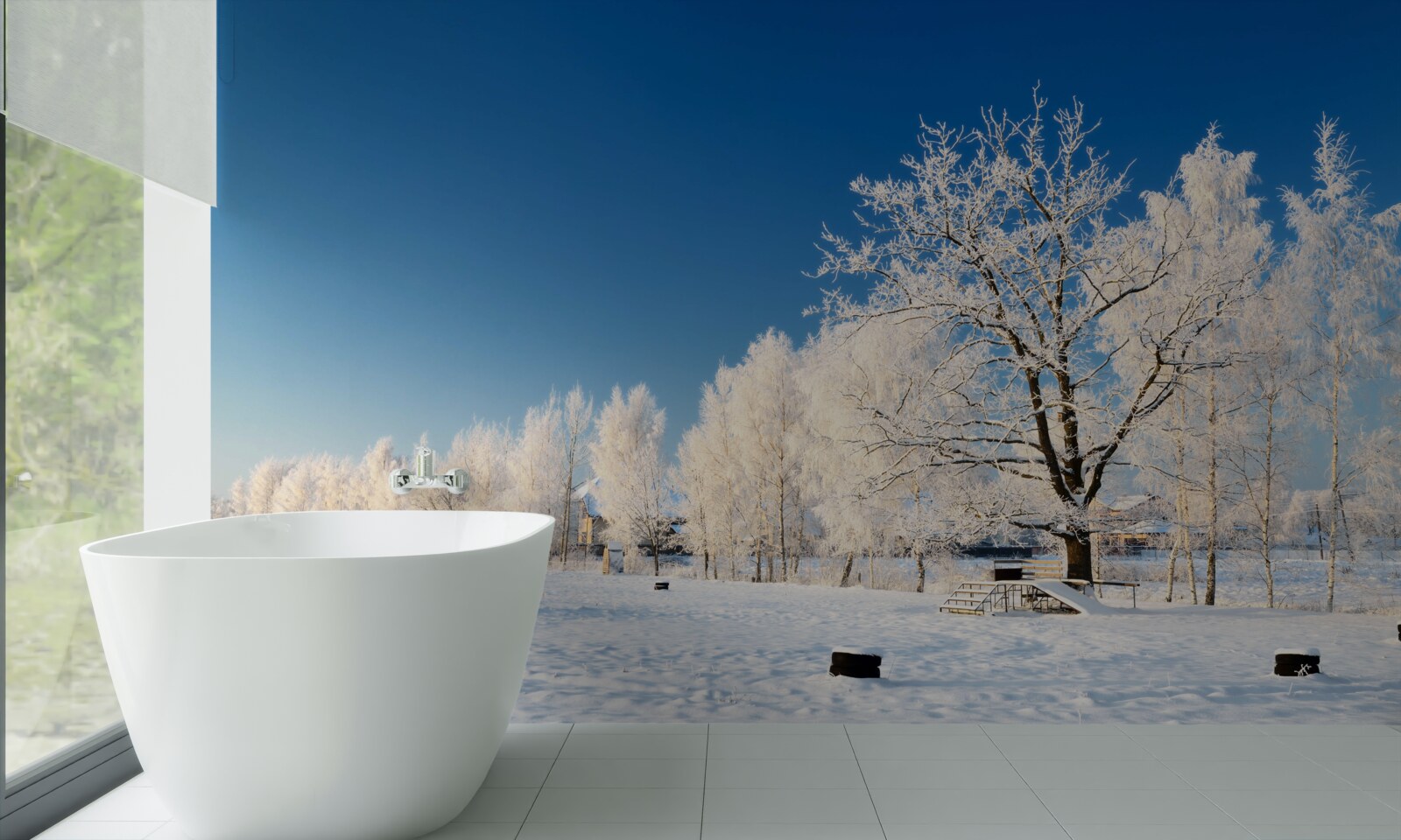Fototapeten Märchenwinter auf dem Hintergrund des Azure -Himmels