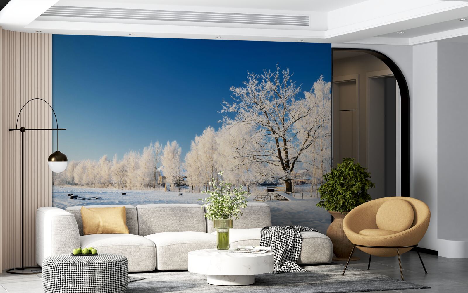 Fototapeten Märchenwinter auf dem Hintergrund des Azure -Himmels