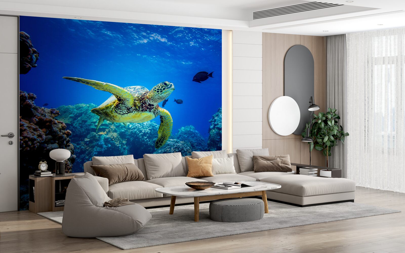 Fototapeten Schildkröte in blauen Meerentiefen