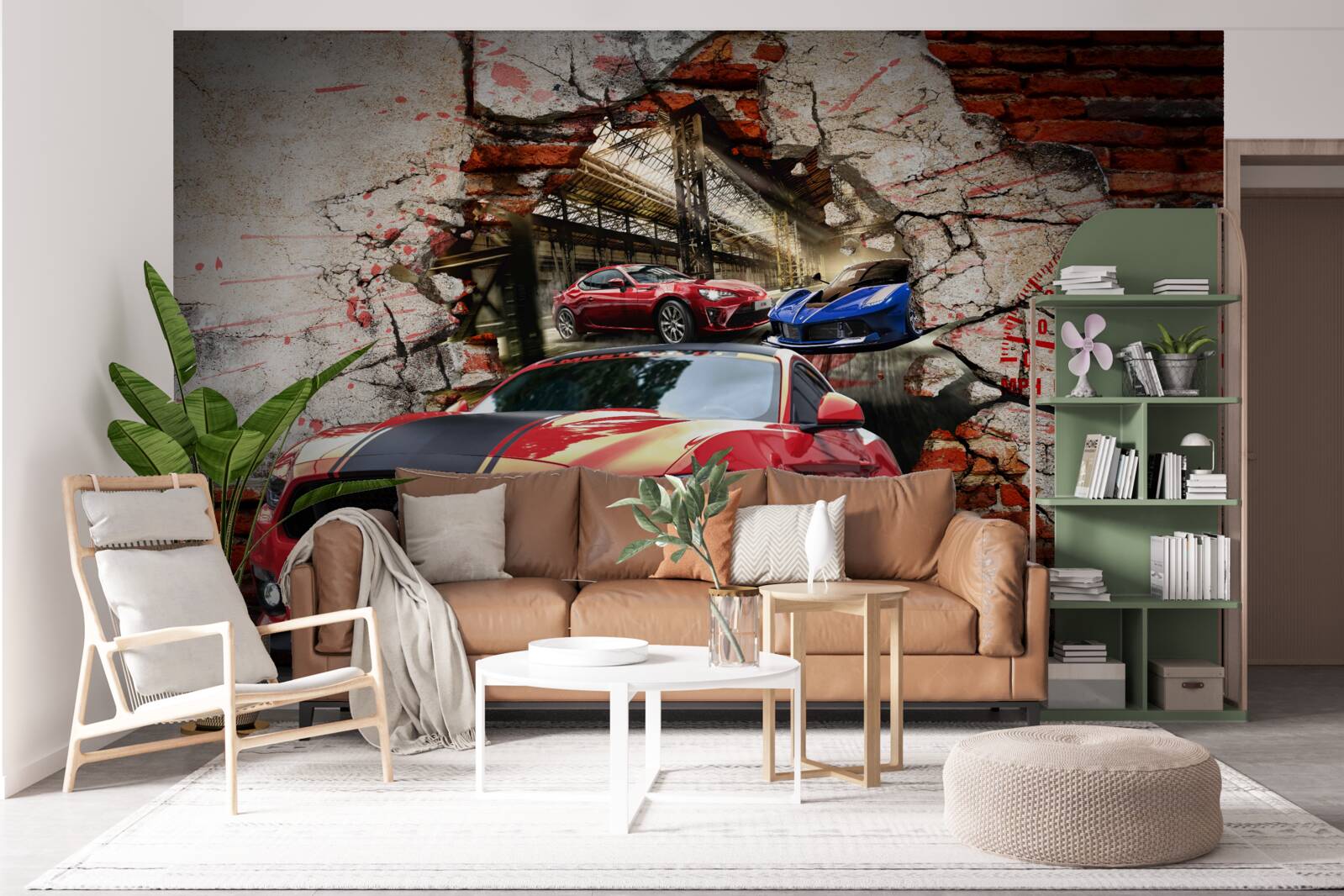 Fototapeten Roter Auto in der Wand
