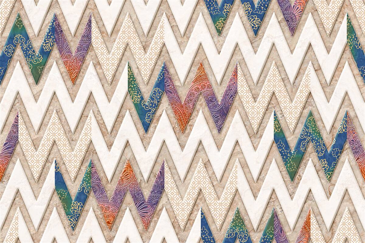 Fototapeten Polychrome wellige Linien