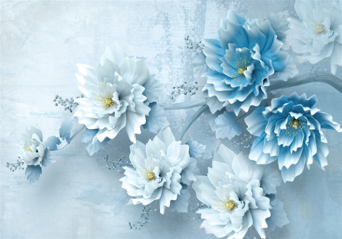 Fototapeten Die Blumen sind hellblau