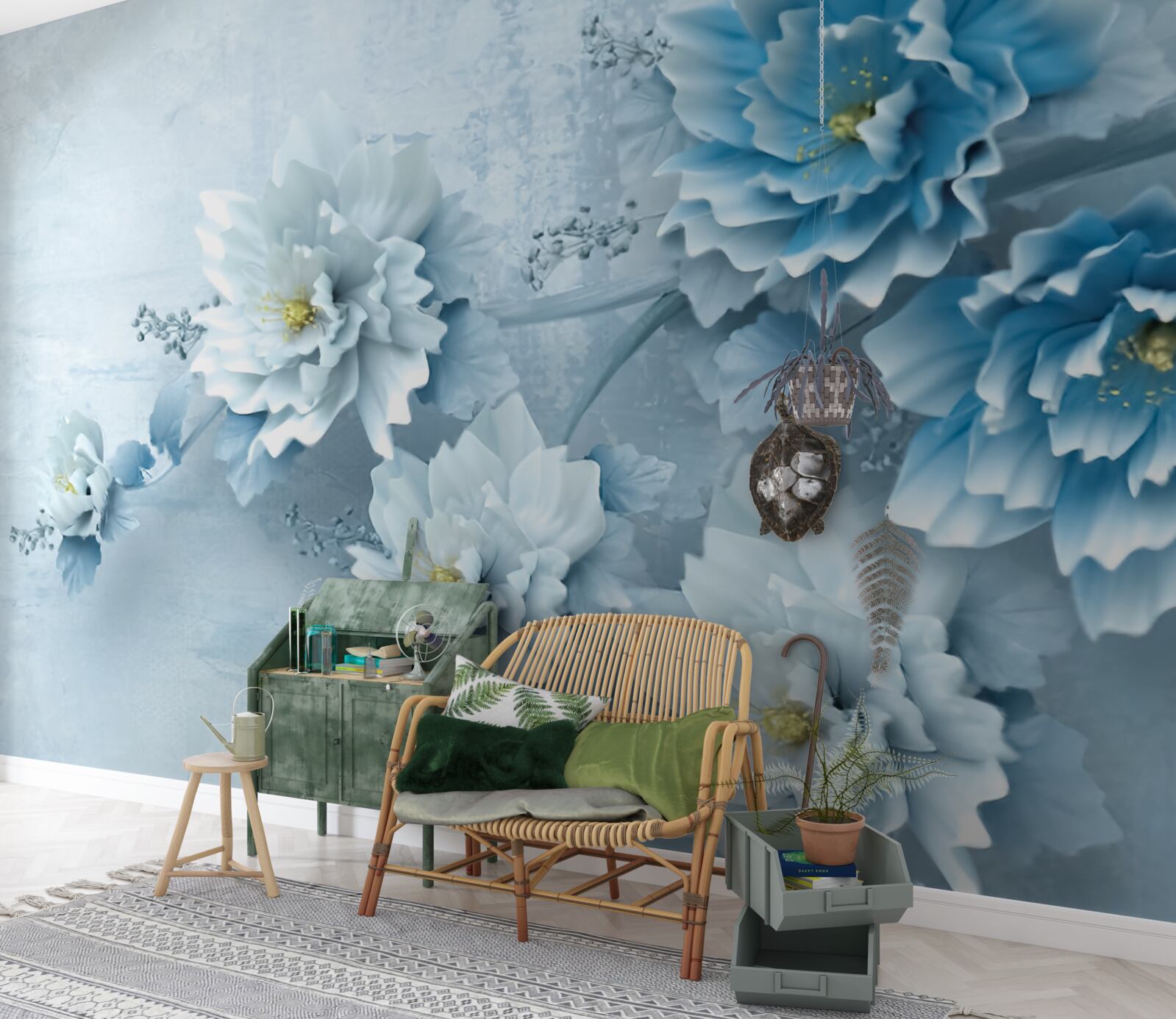 Fototapeten Die Blumen sind hellblau