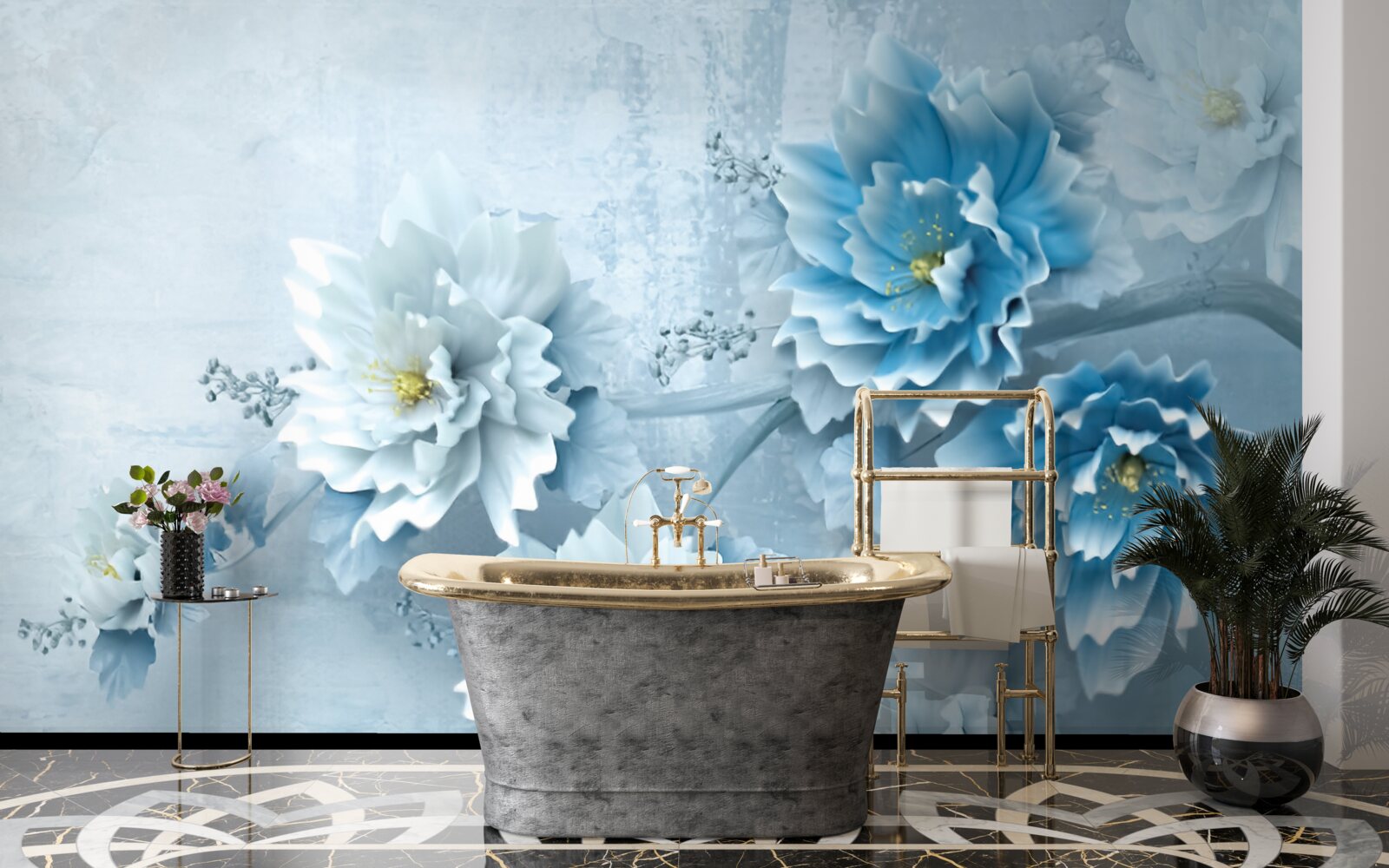 Fototapeten Die Blumen sind hellblau