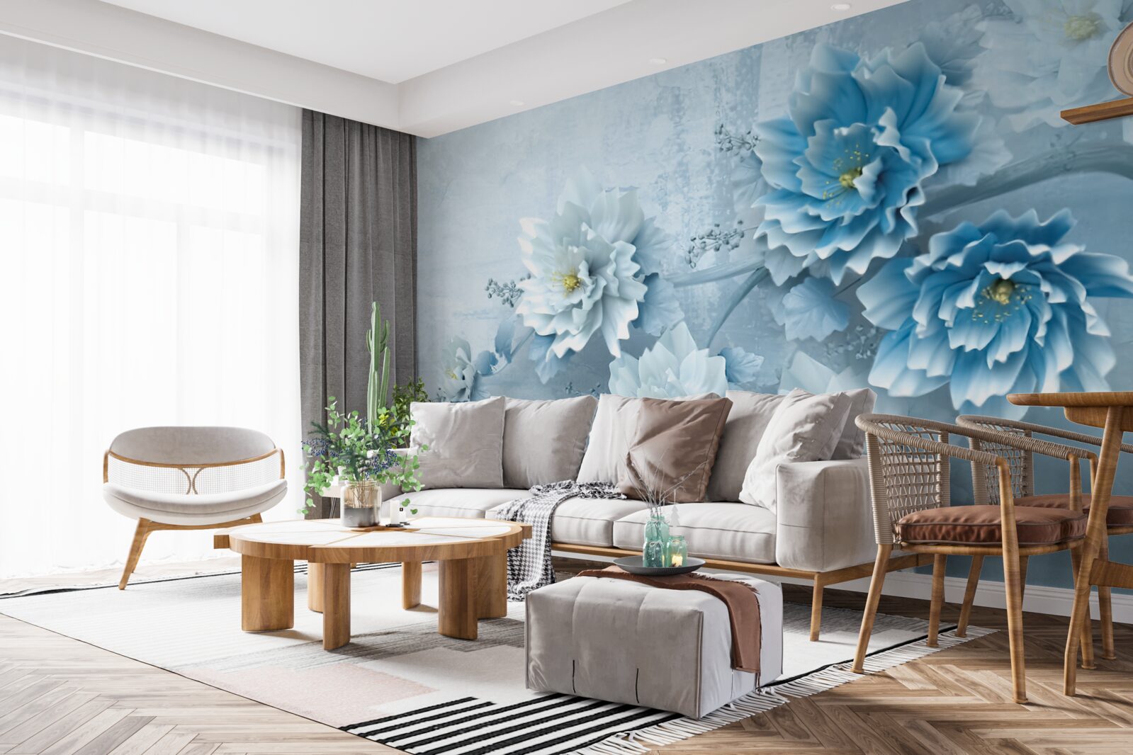 Fototapeten Die Blumen sind hellblau