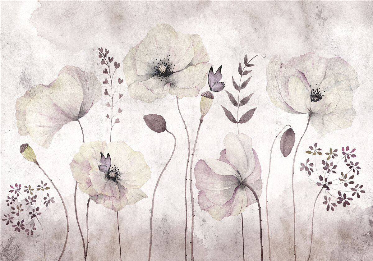 Fototapeten weiche Mohnblumen auf anmutige Stiele