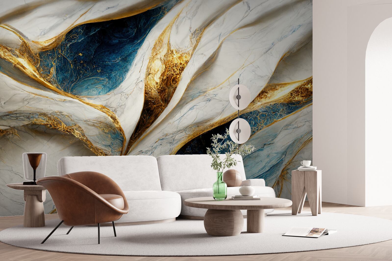 Fototapeten Exklusiver Schnee -White -Marmor mit Vergoldung