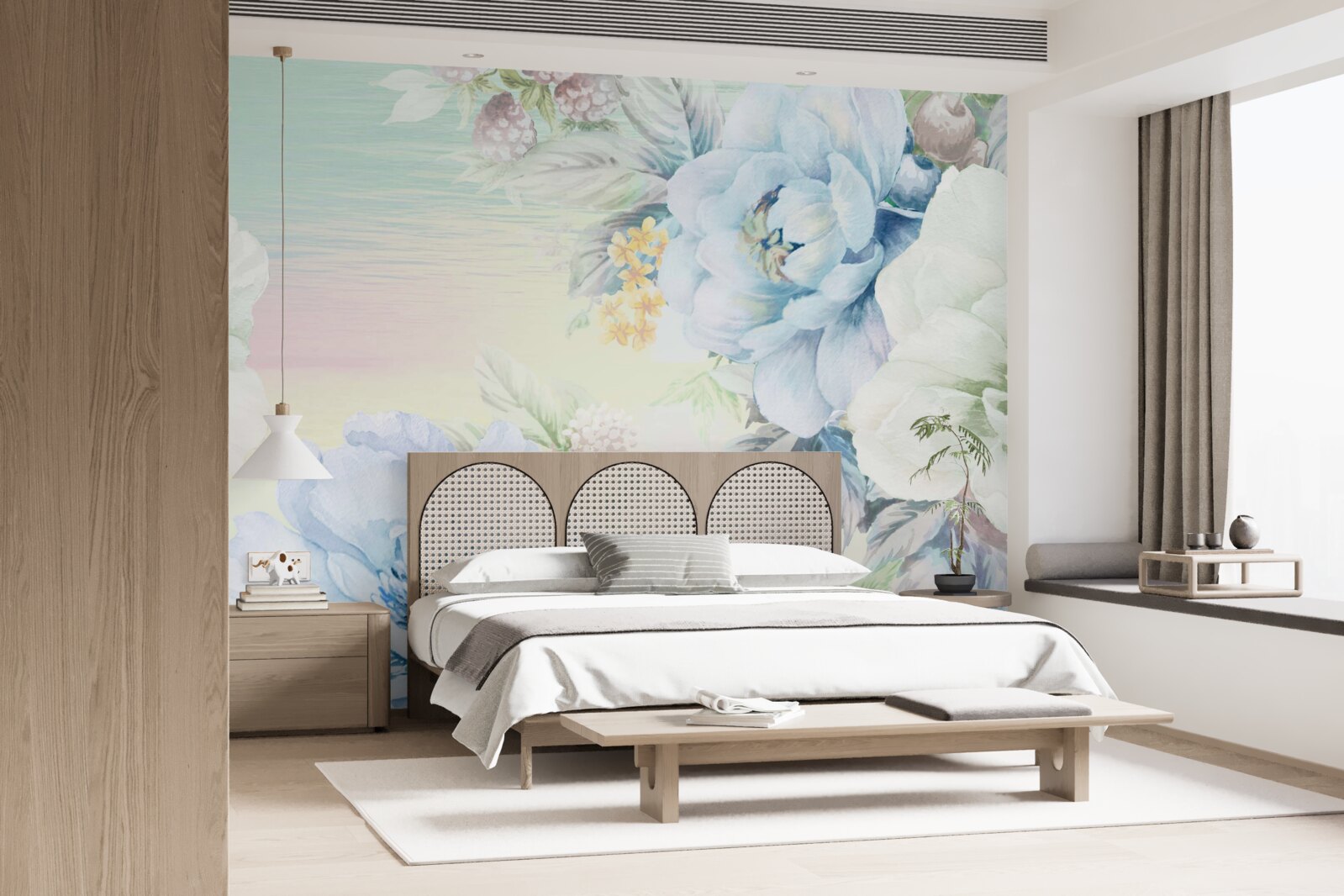 Fototapeten Blumen in Weiß und Blau