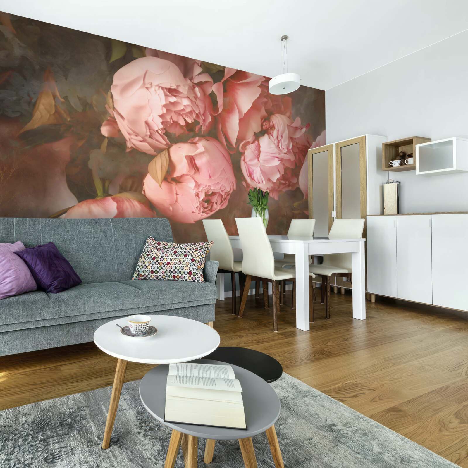 Fototapeten Rosa Pfingstrosen in zarten Farbtönen