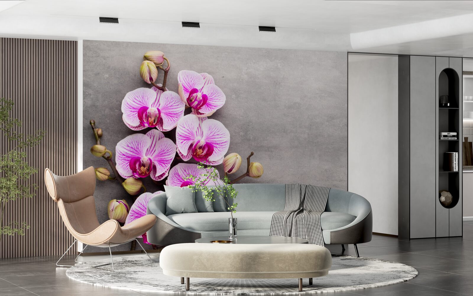 Fototapeten Lilio-Weiß-Orchidee