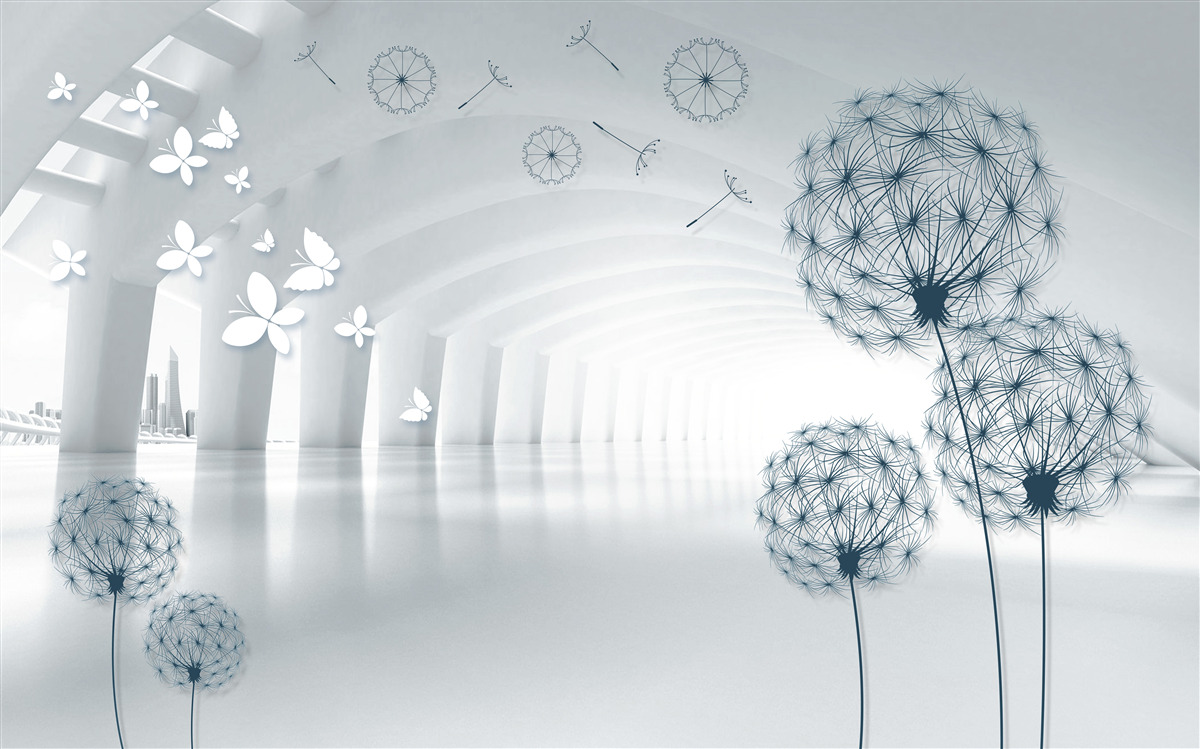 Fototapeten 3D -Tunnel mit Milch im Hintergrund