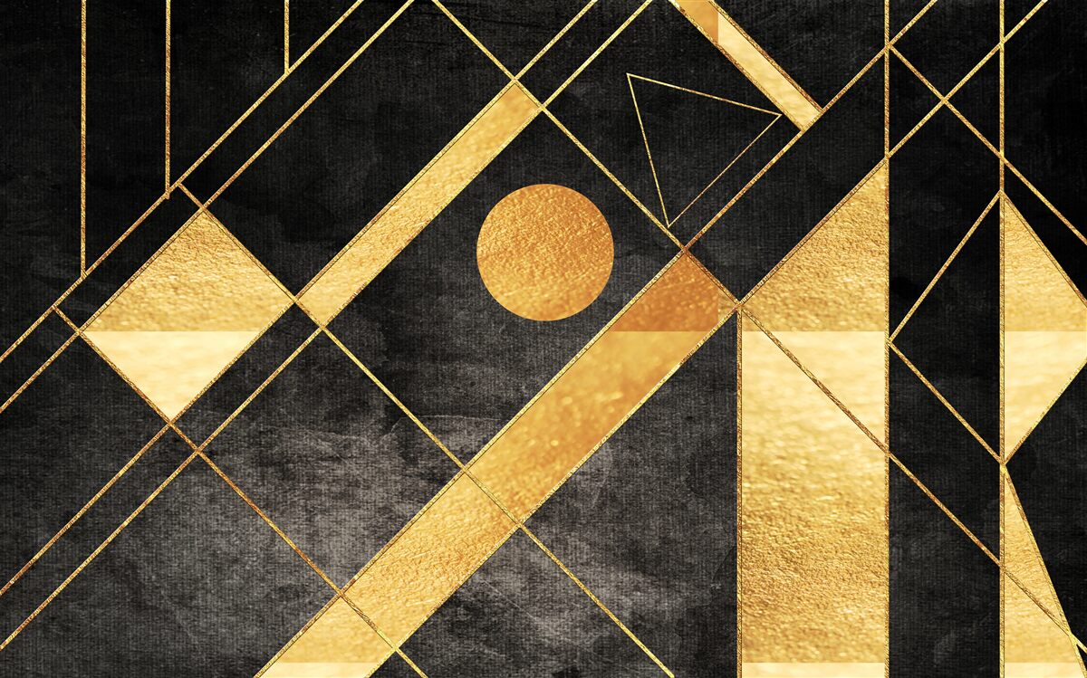 Fototapeten schwarzer Hintergrund mit goldenen Linien