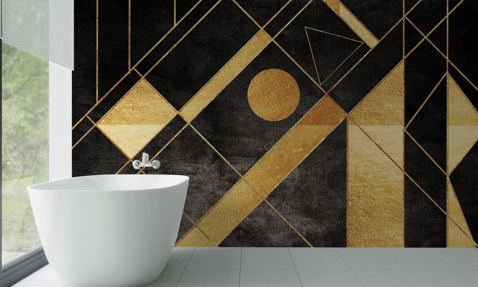 Fototapeten schwarzer Hintergrund mit goldenen Linien