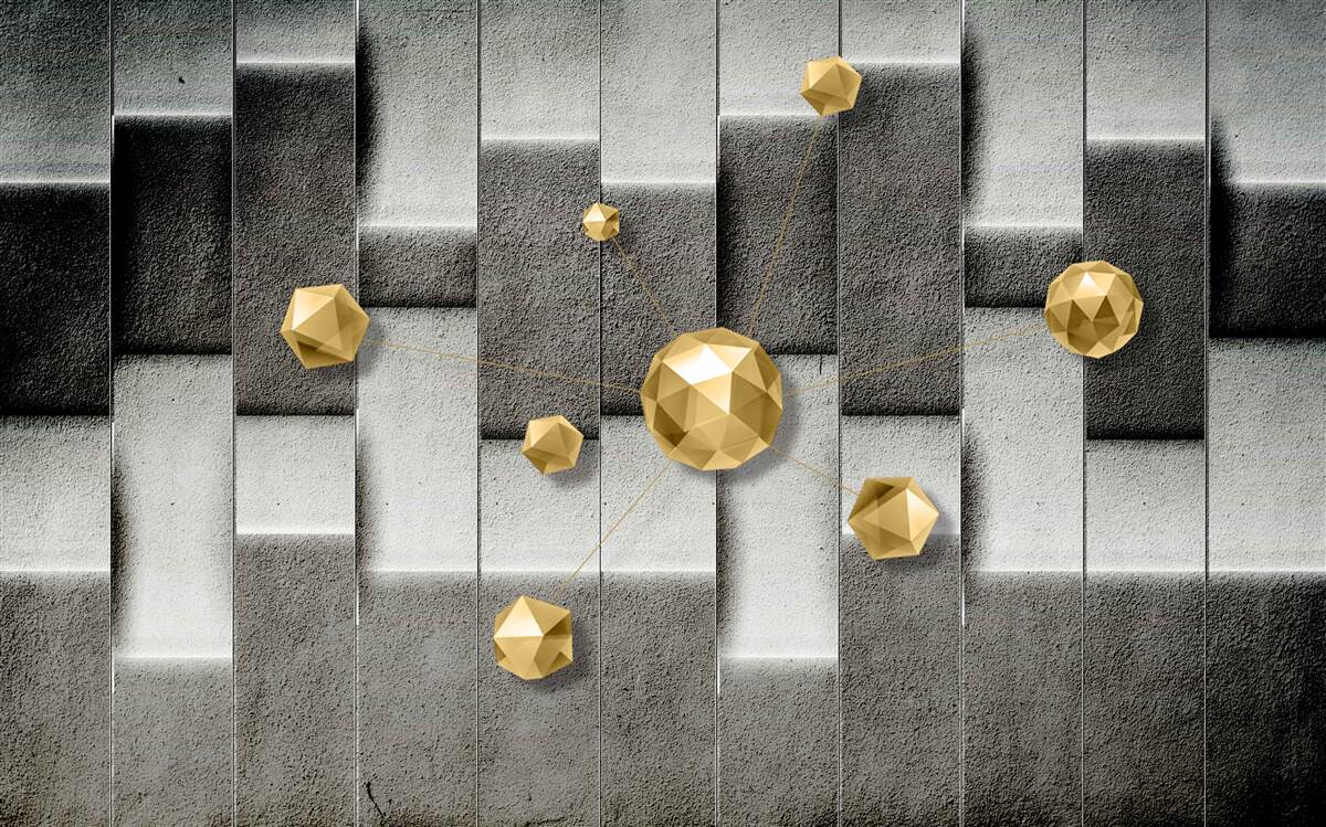 Fototapeten volumetrische goldene Figuren