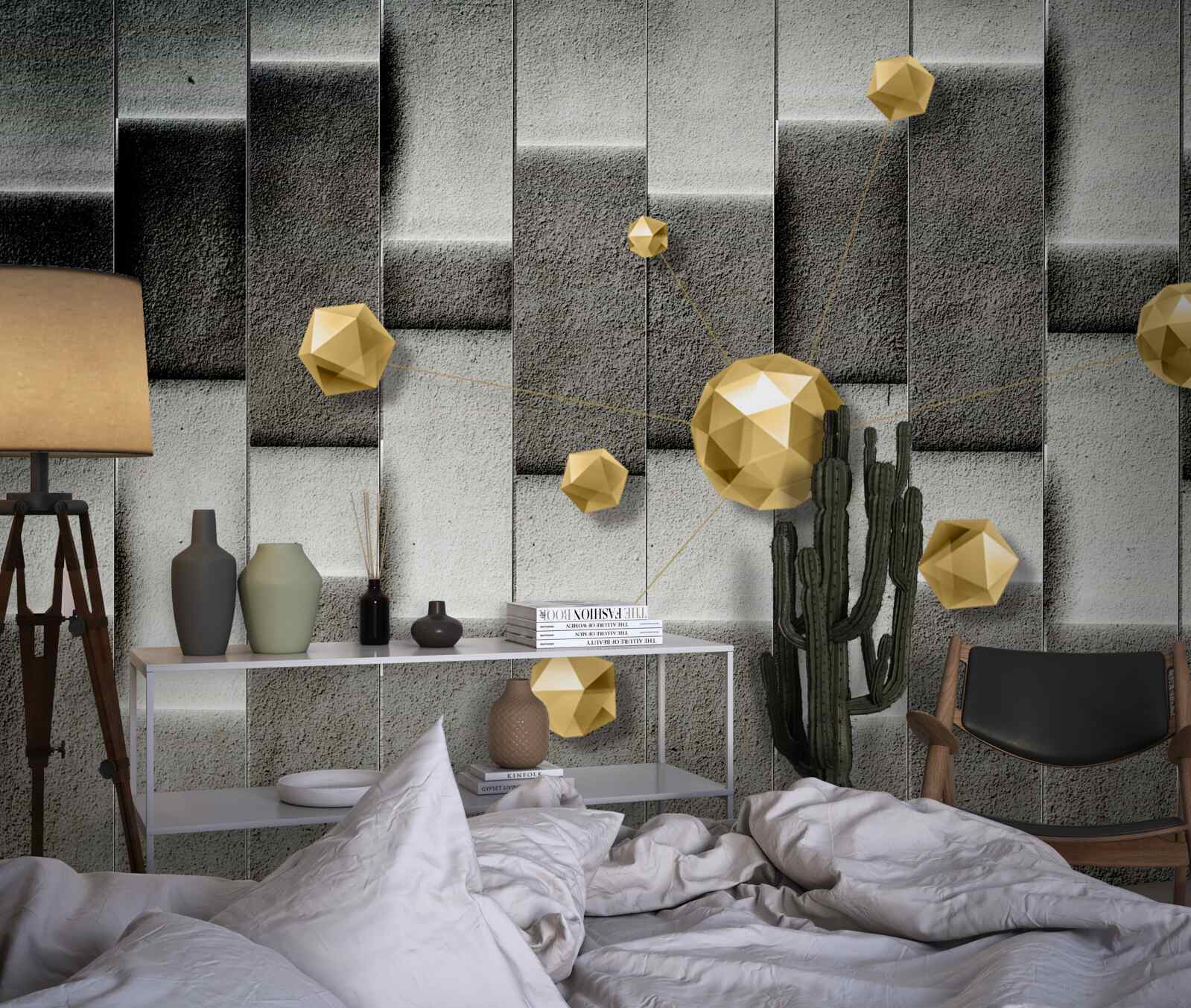 Fototapeten volumetrische goldene Figuren