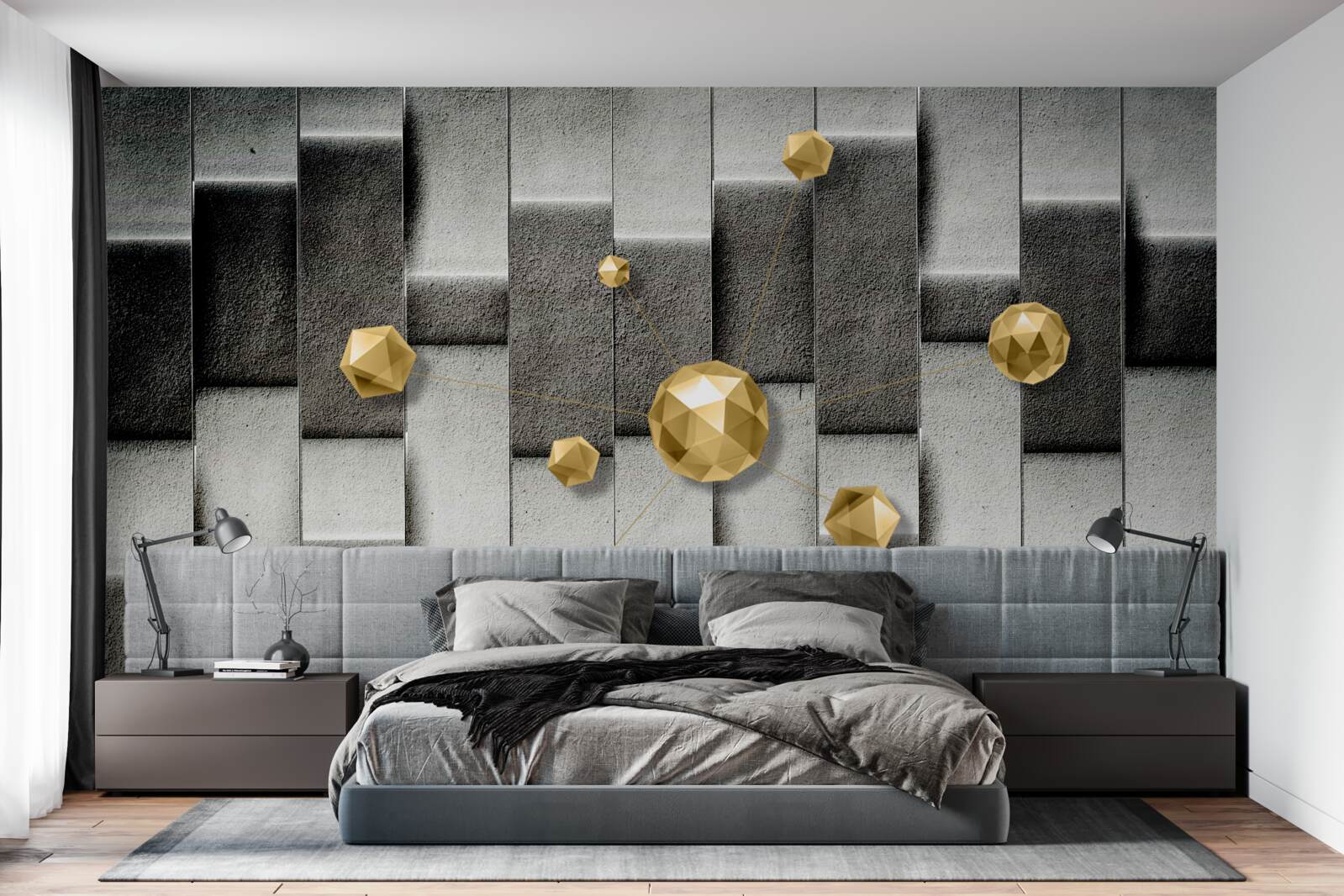 Fototapeten volumetrische goldene Figuren