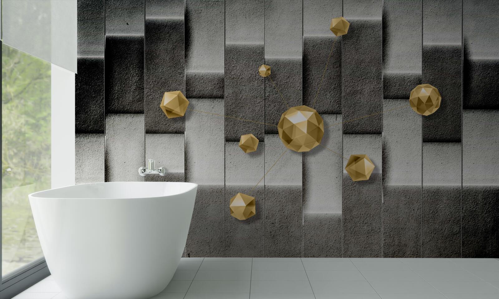 Fototapeten volumetrische goldene Figuren