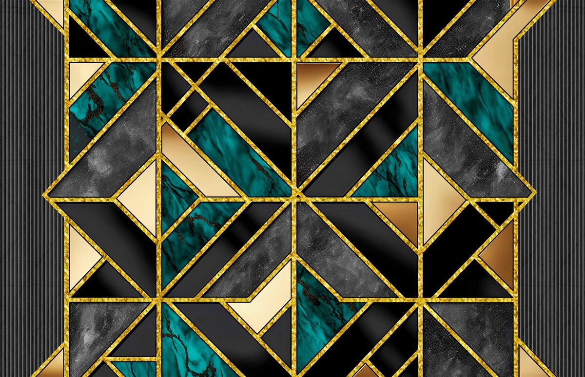 Fototapeten Hintergrund in einem geometrischen Stil in einem grauen Turquoise-Farbton