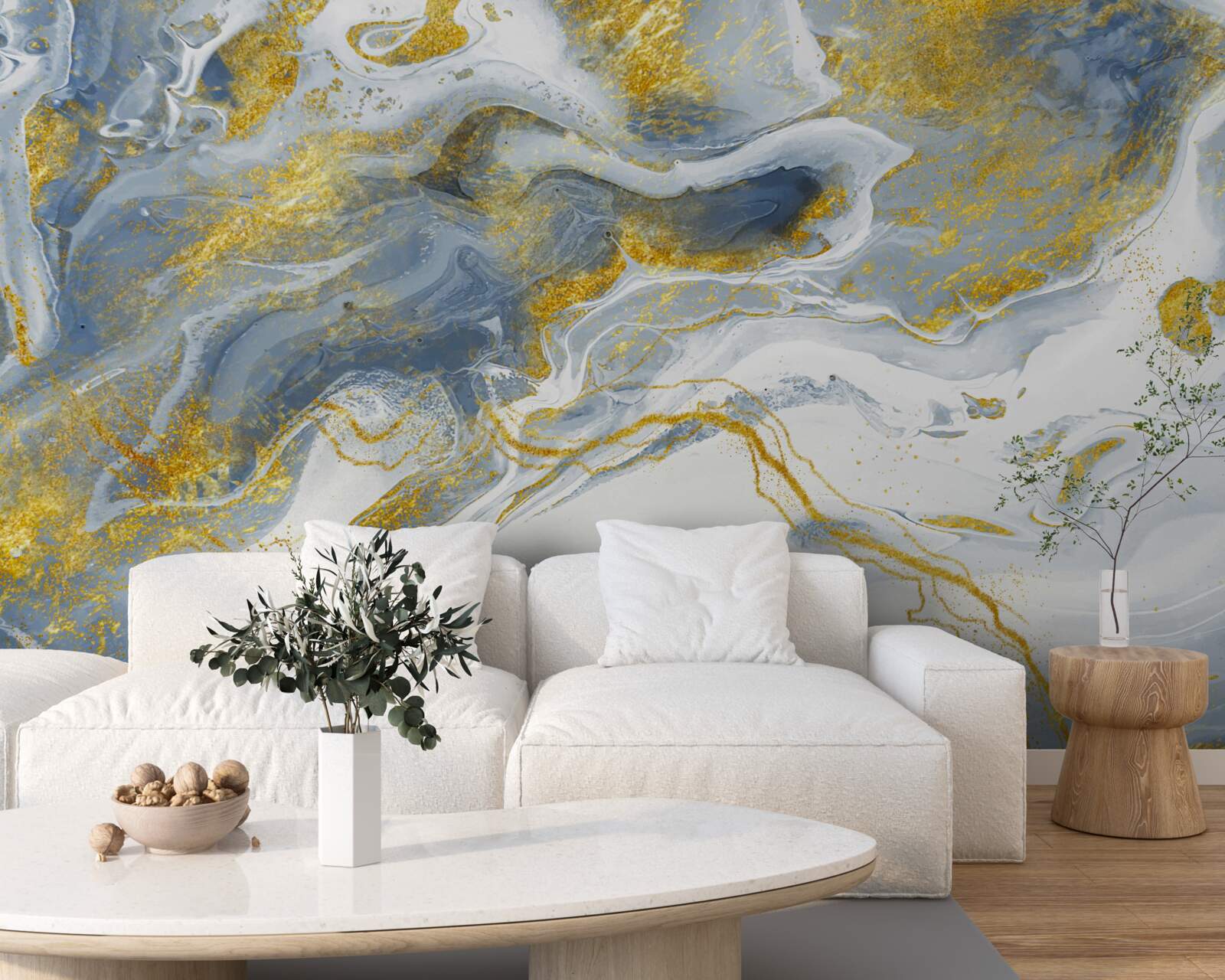 Fototapeten Blauer Marmor mit Zloty Incrustation