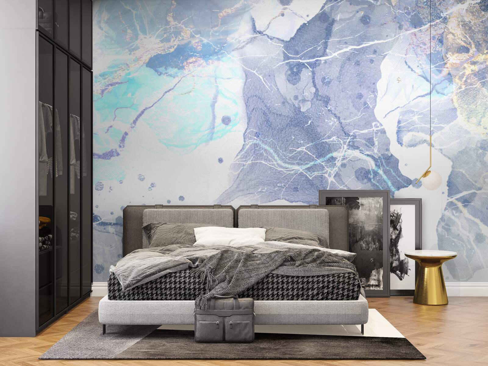 Fototapeten Blauer Marmor in einem abstrakten Stil