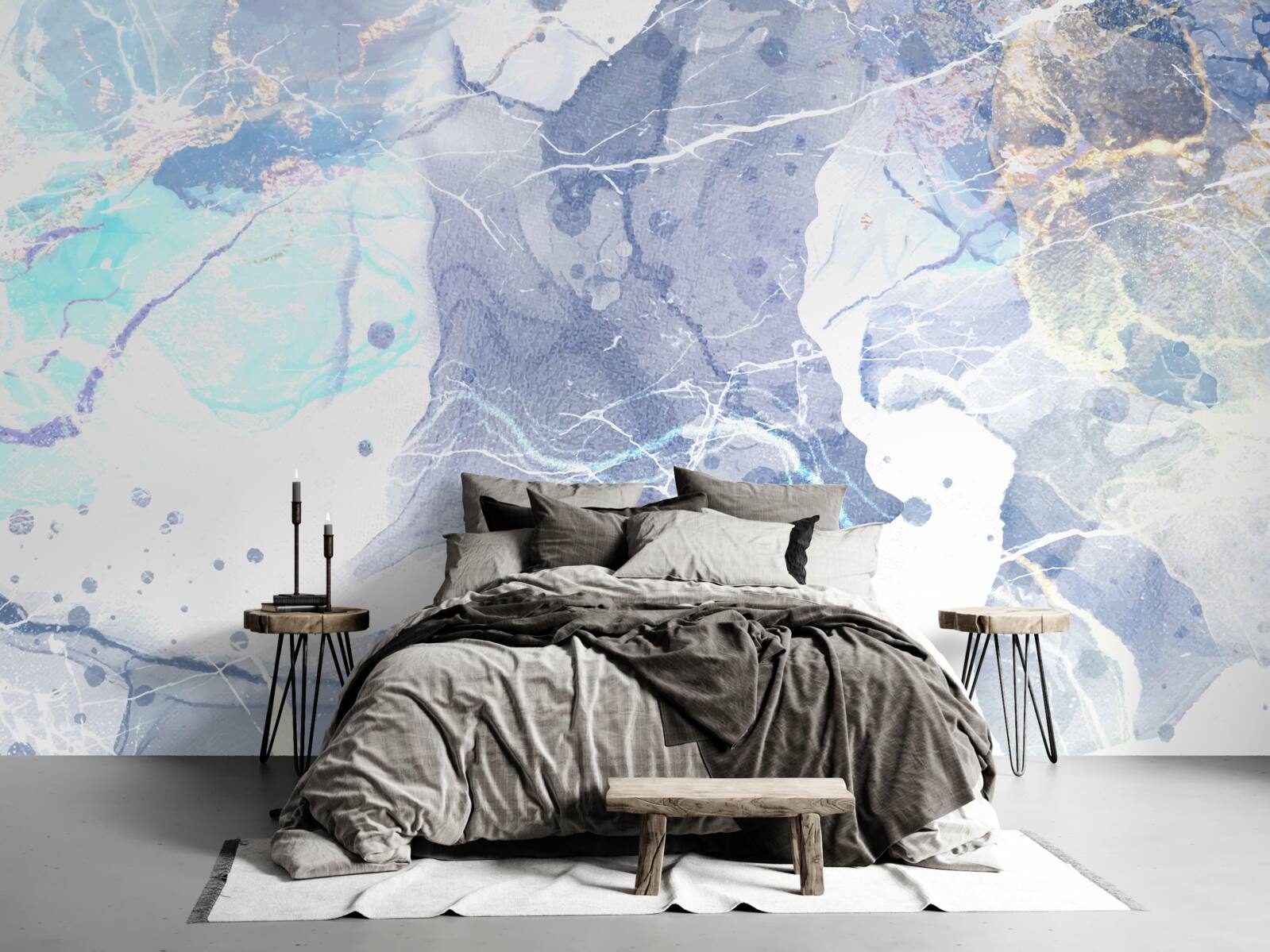 Fototapeten Blauer Marmor in einem abstrakten Stil