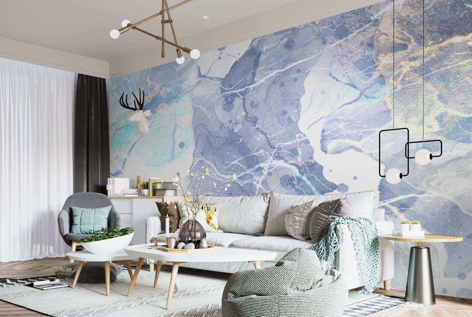 Fototapeten Blauer Marmor in einem abstrakten Stil