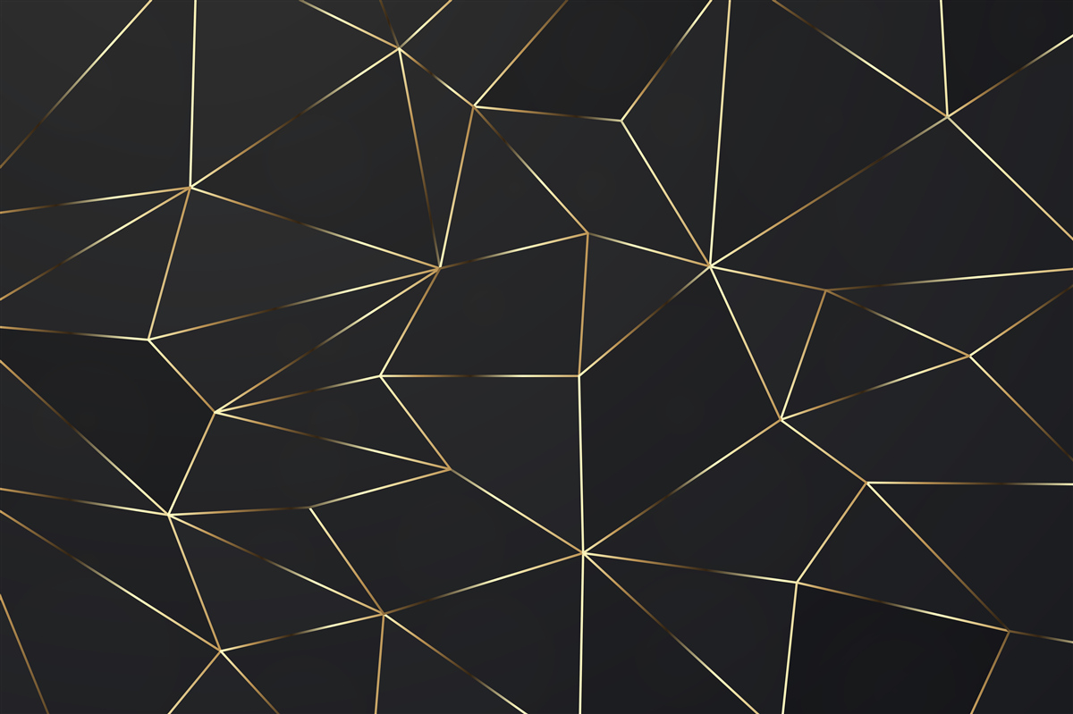 Fototapeten Geometrische Feststoffe mit goldenen Kanten
