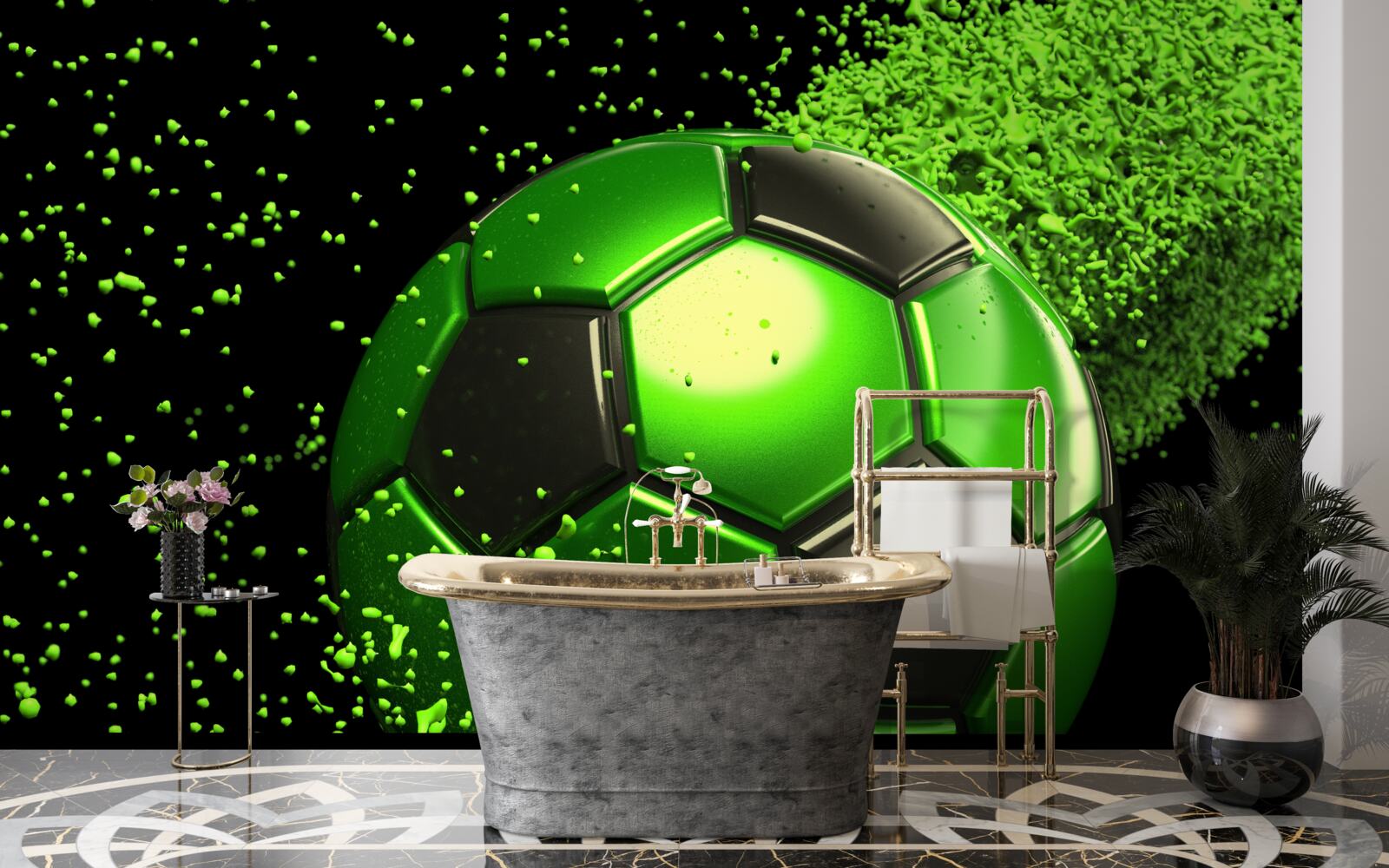 Fototapeten Wir beleuchten den Ball mit grünem Licht