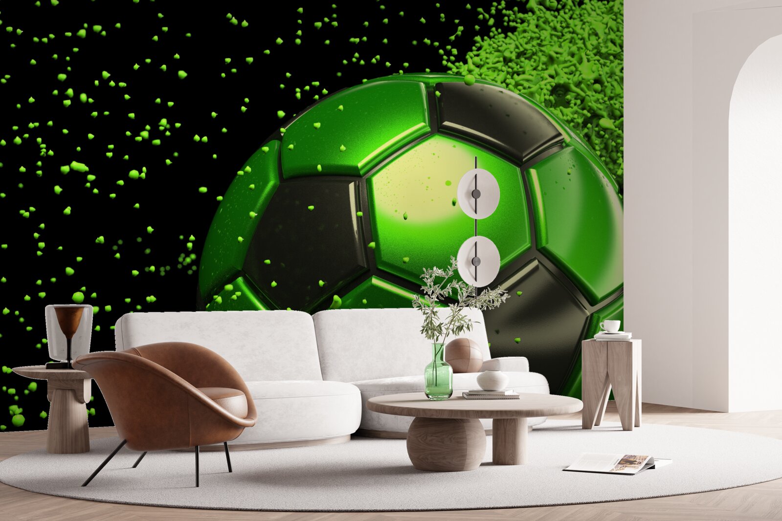 Fototapeten Wir beleuchten den Ball mit grünem Licht