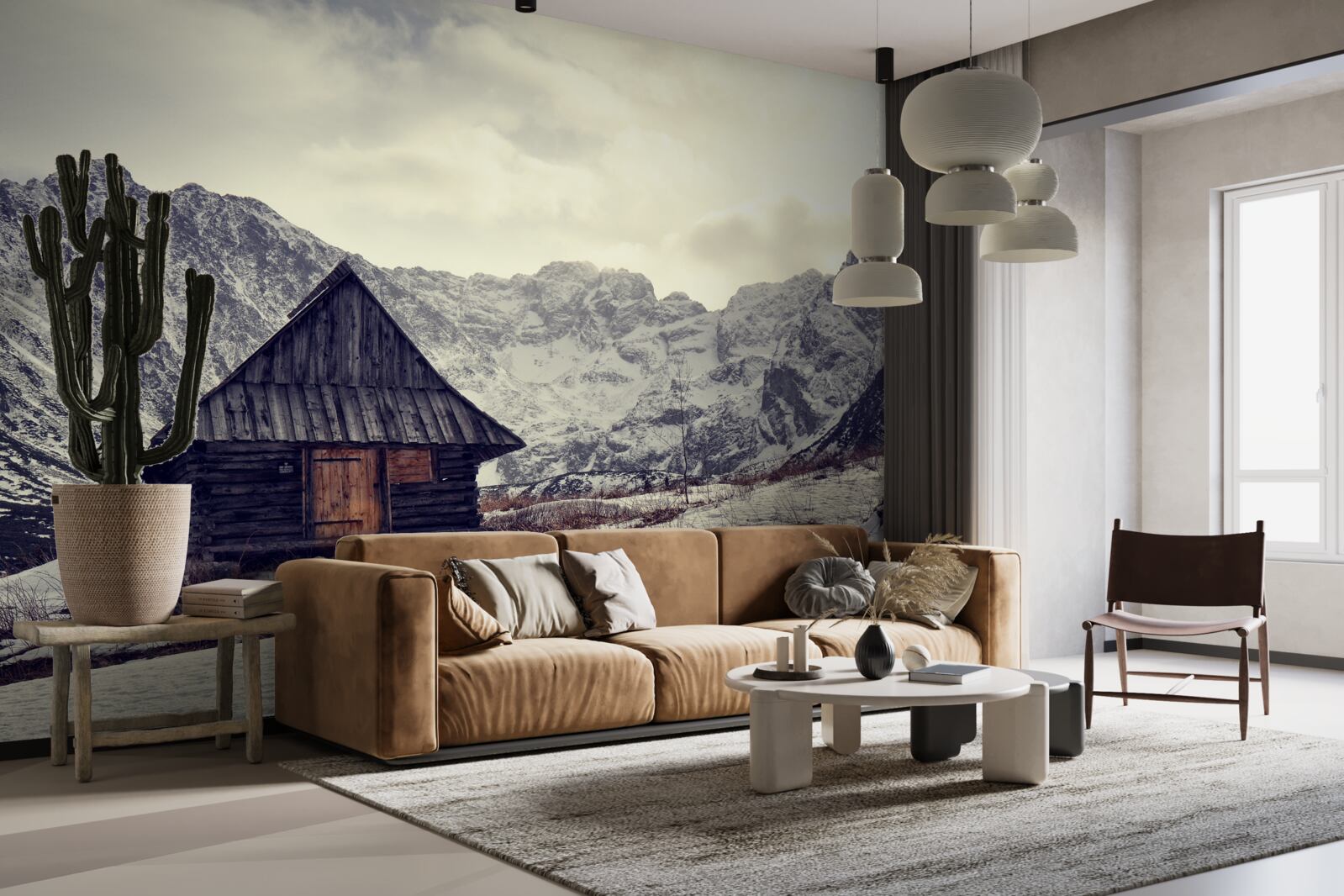 Fototapeten Ein bequemes Haus in den kalten Bergen