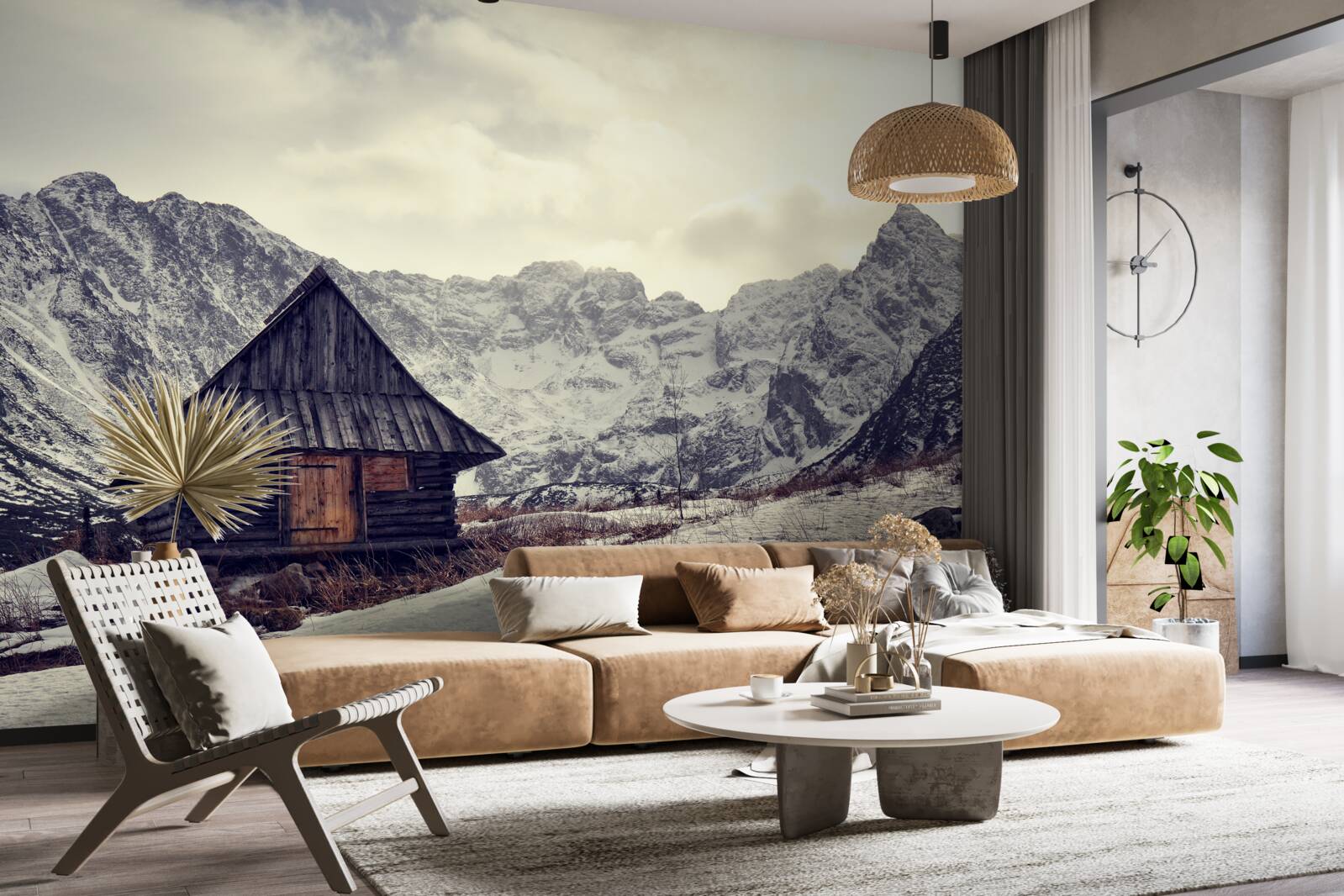 Fototapeten Ein bequemes Haus in den kalten Bergen