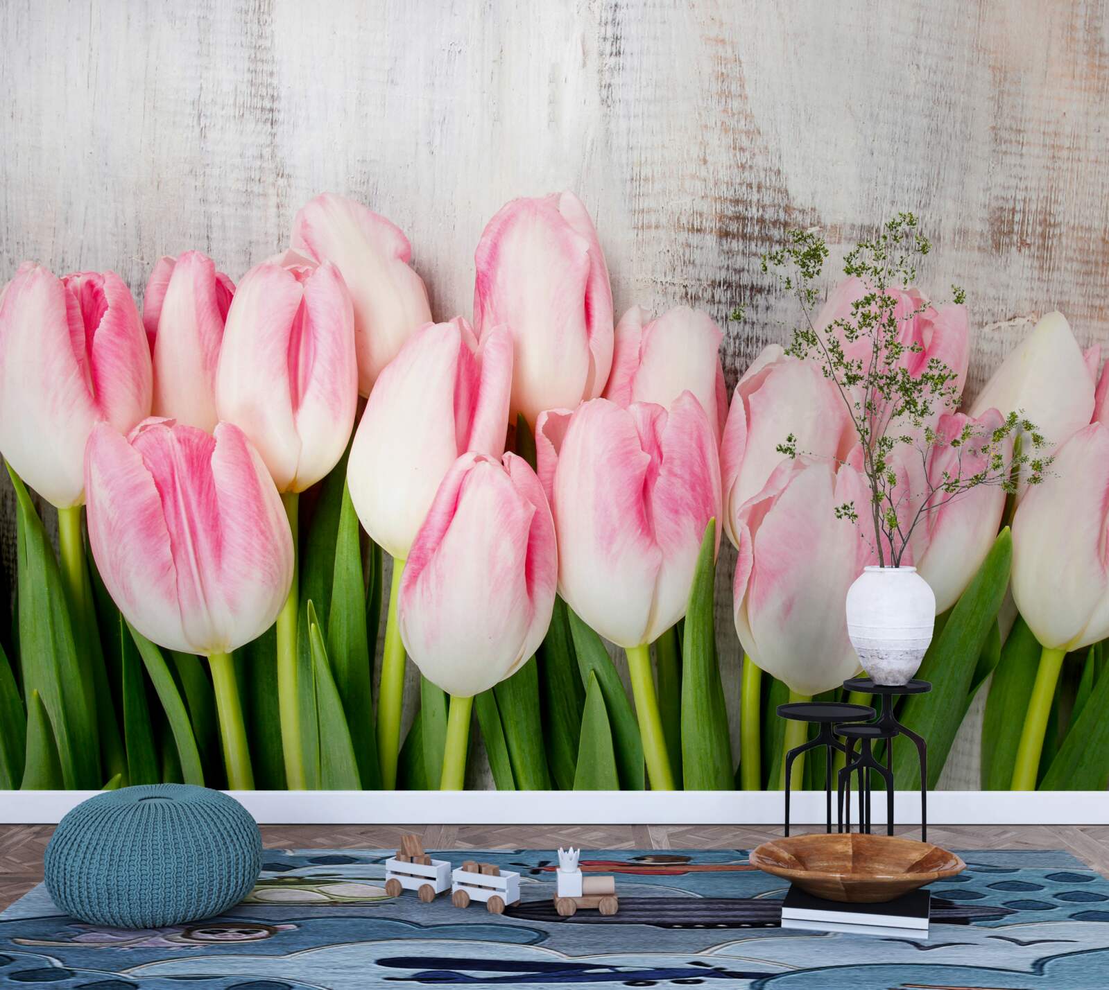 Fototapeten Frische Tulpen in einem zarten rosa Farbton