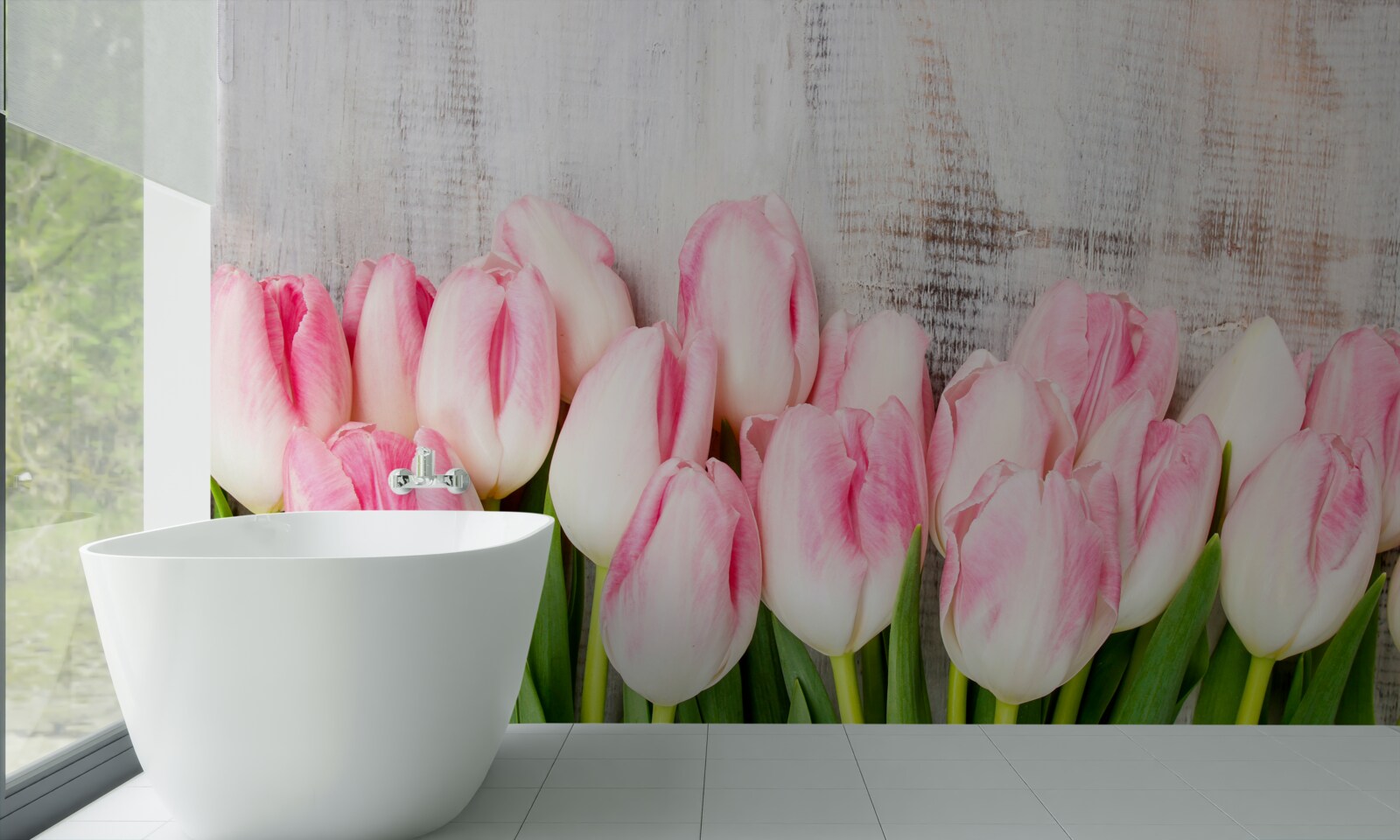 Fototapeten Frische Tulpen in einem zarten rosa Farbton