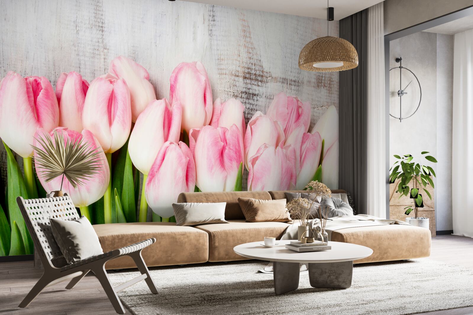 Fototapeten Frische Tulpen in einem zarten rosa Farbton