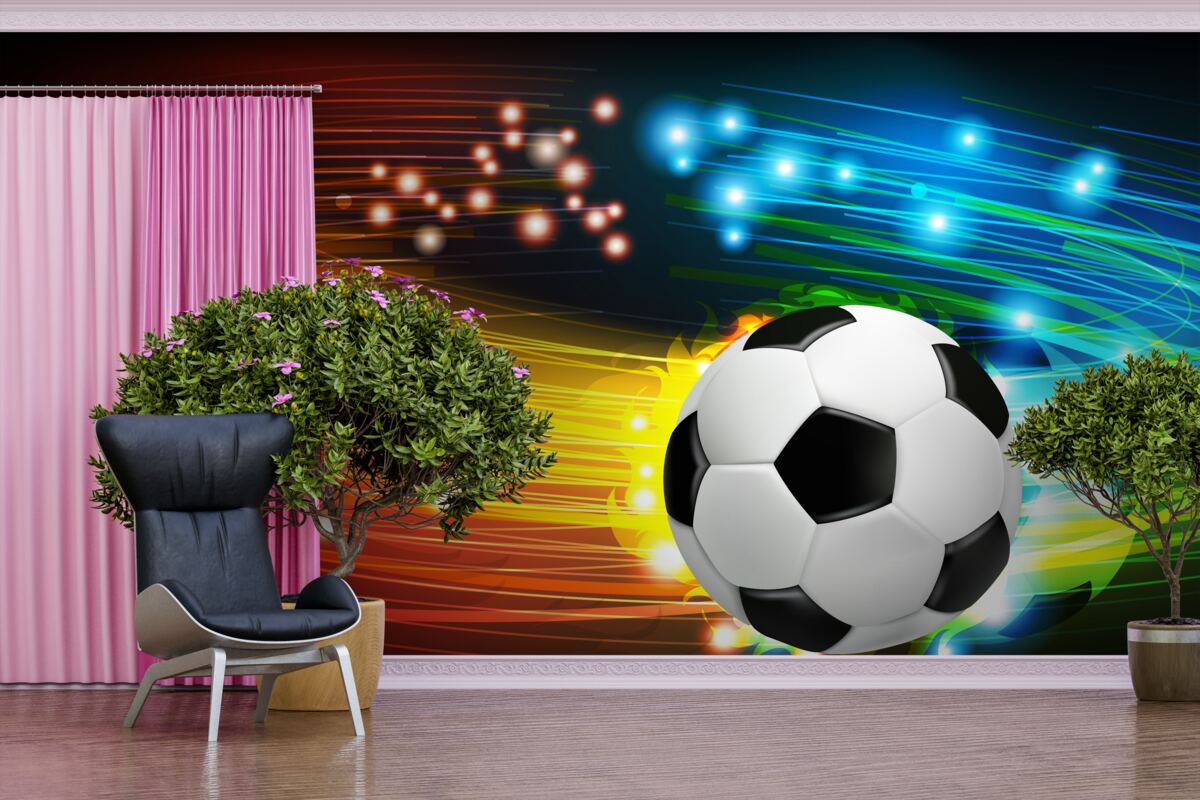 Fototapeten Fußball gehört zu der hellen Farbpalette