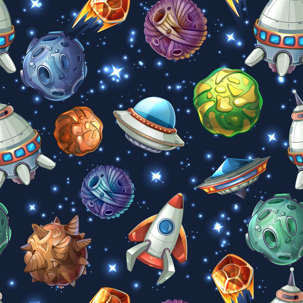Fototapeten Luftgeräte und Kometen im Universum