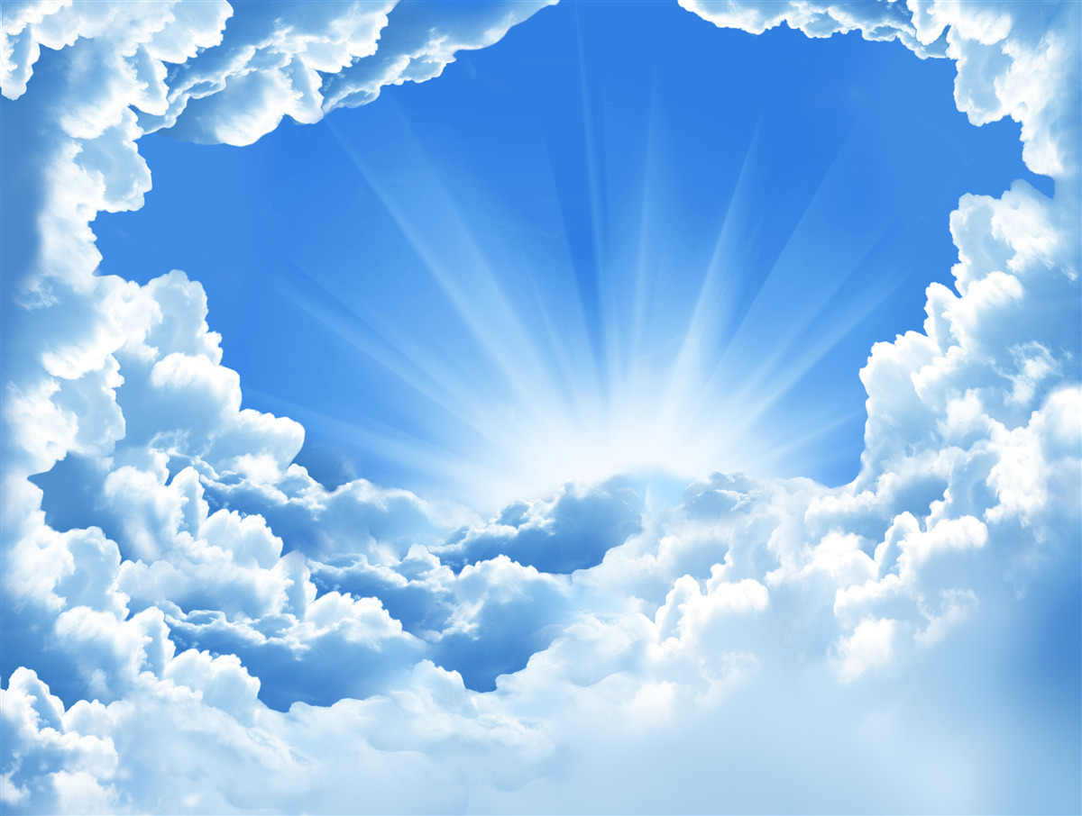 Fototapeten Die Sonnenstrahlen brechen durch die Wolken