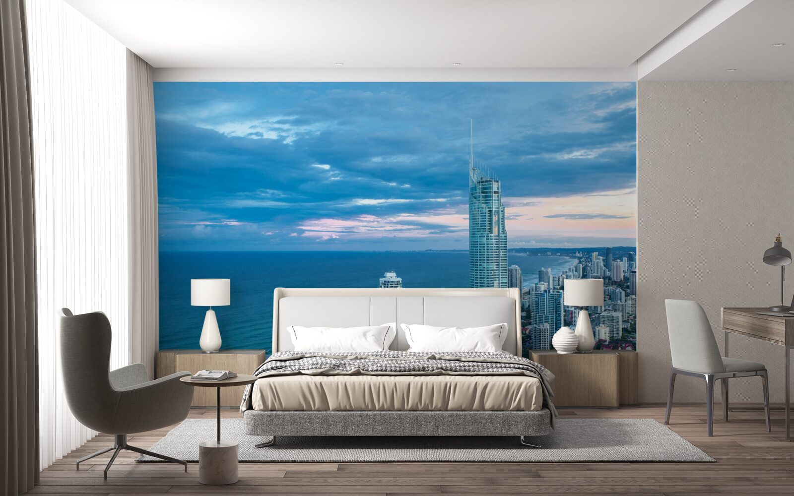 Fototapeten Eine gigantische Stadt am Meer