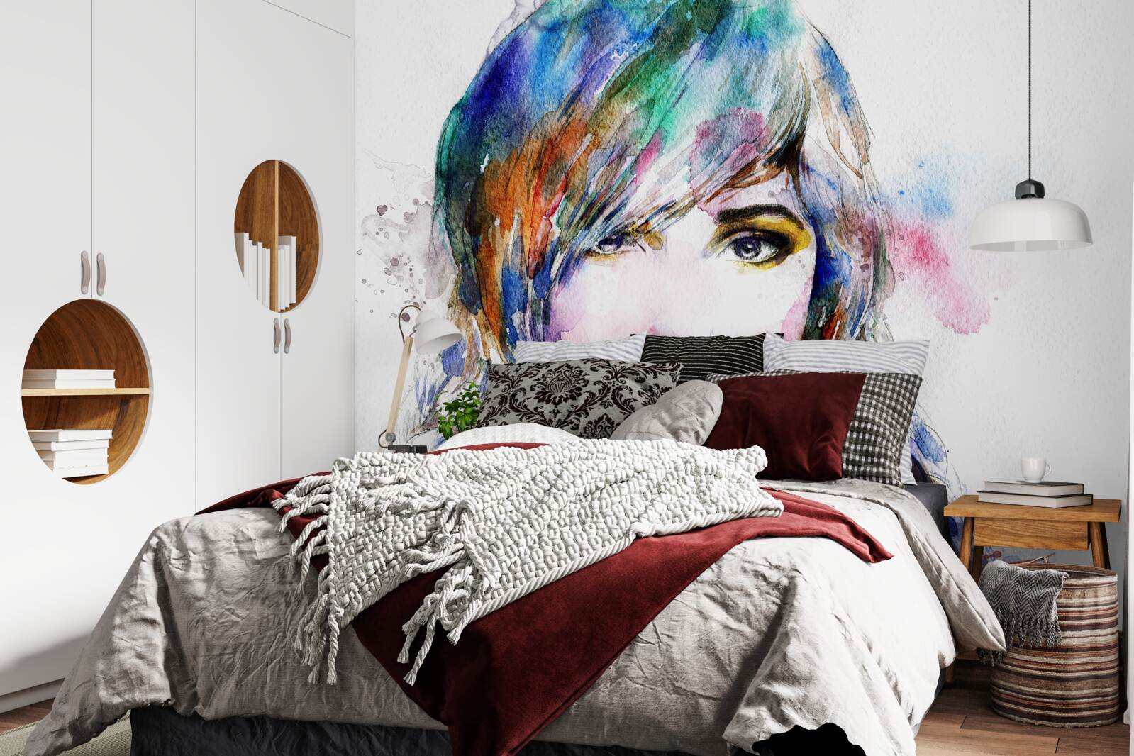Fototapeten Das Bild eines Mädchens in hellen Aquarellfarben gemacht