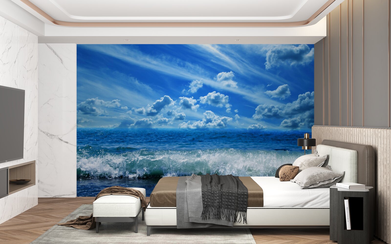 Fototapeten turbulenter blauer Wasserraum