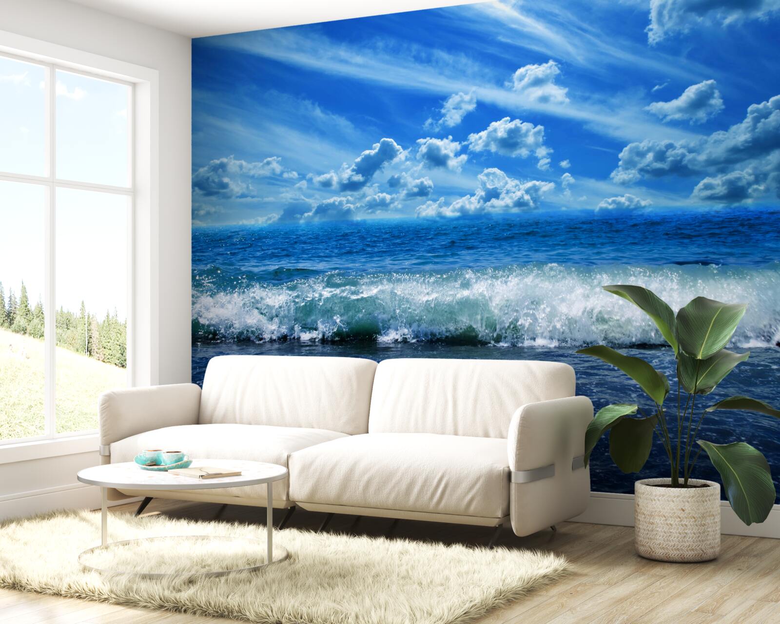 Fototapeten turbulenter blauer Wasserraum
