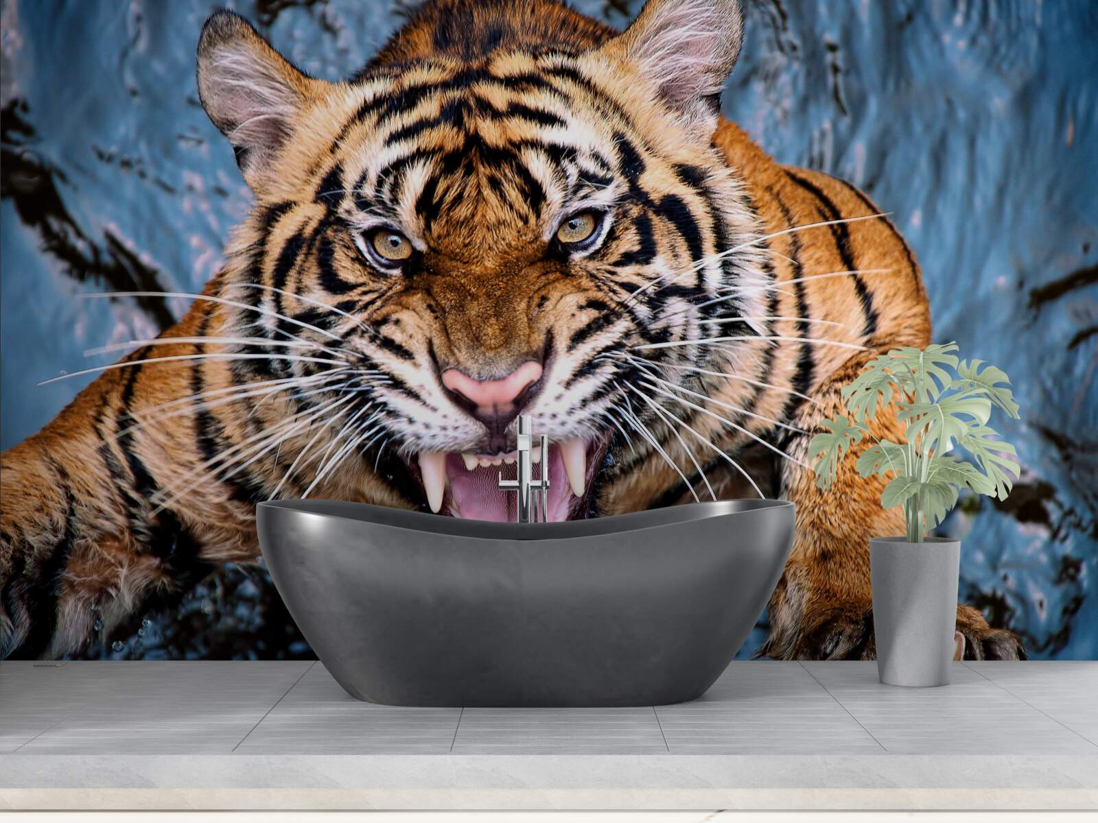 Fototapeten Der Tiger brüllt vor Wut