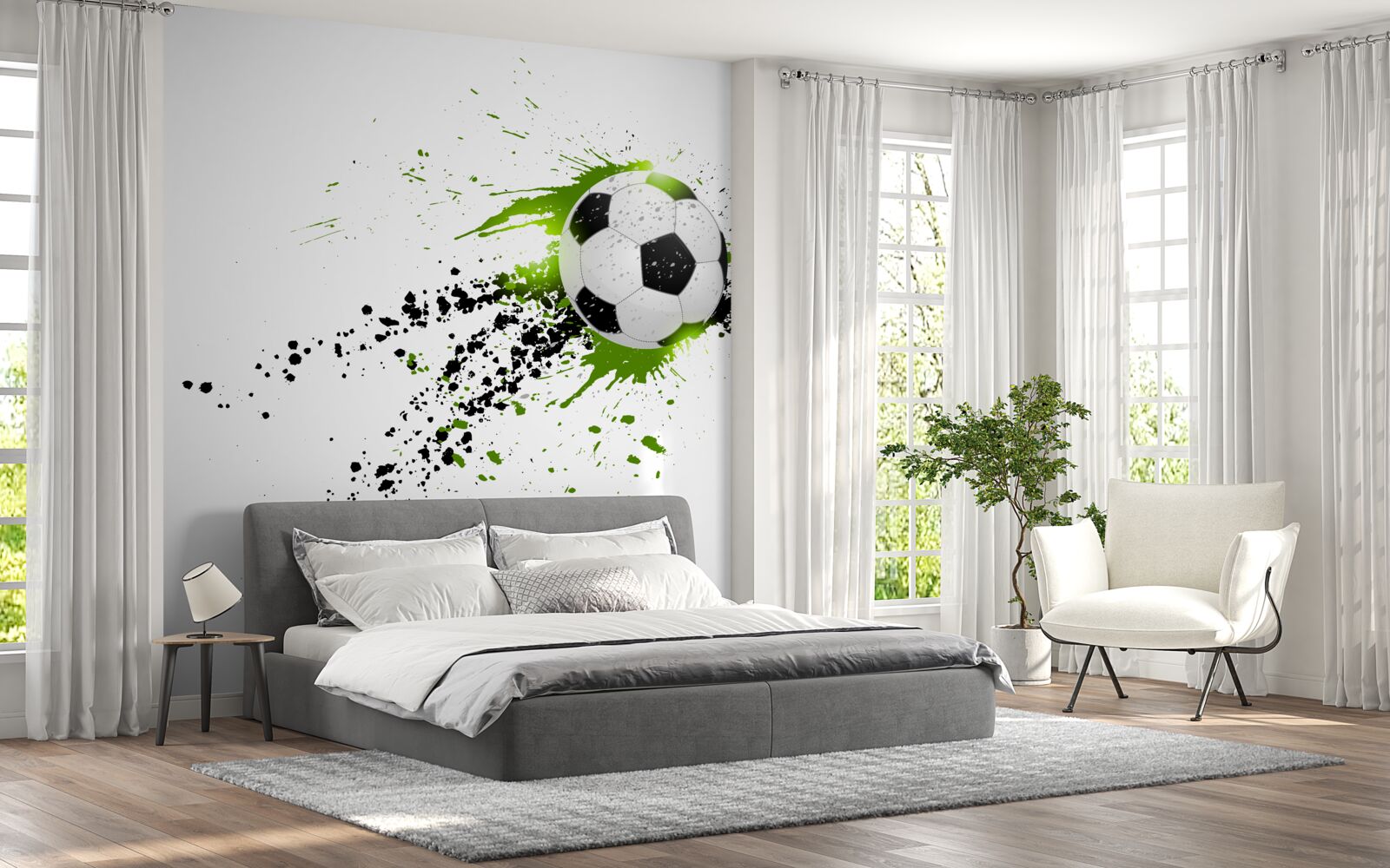 Fototapeten Fußball auf weißem Hintergrund